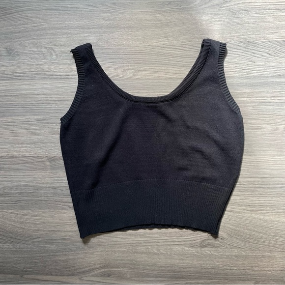 Black cropped ribbed tank - Picture 2 of 2